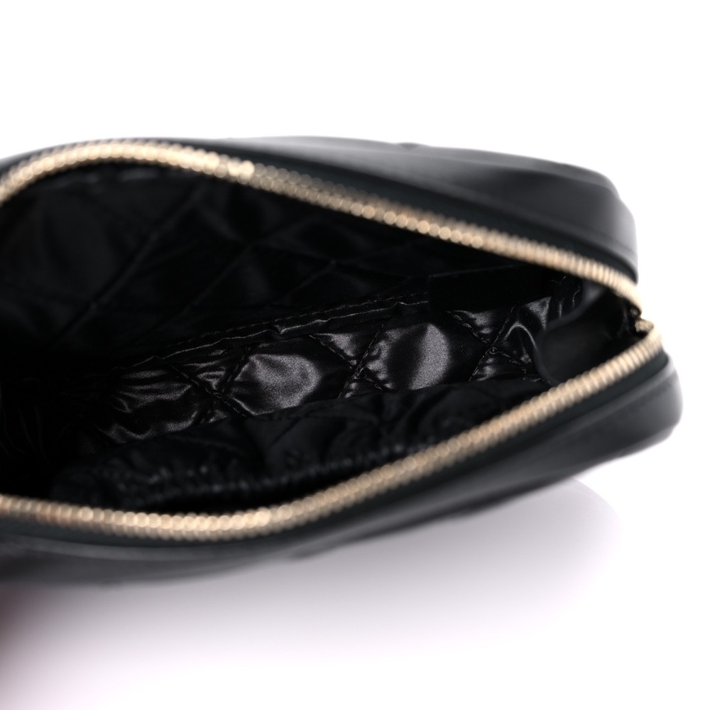 CHANEL  Lambskin Quilted Small Curvy Pouch Cosmetic Case Black - Picture 6 of 10